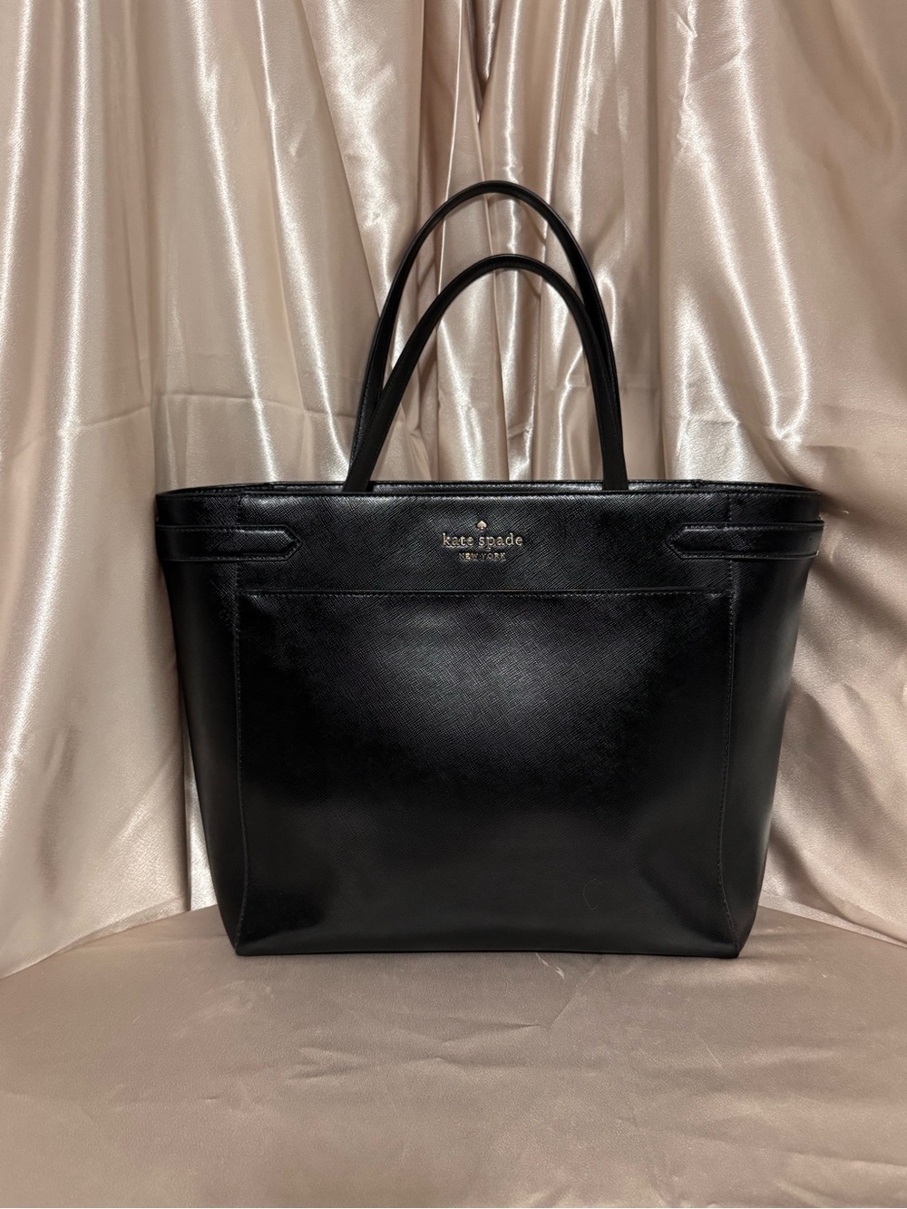 kate spade Staci New York Black Leather Tote Bag - Picture 14 of 16